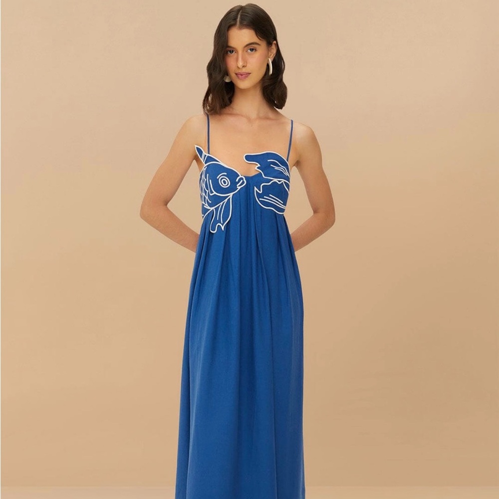 FARM Rio blue fish maxi dress